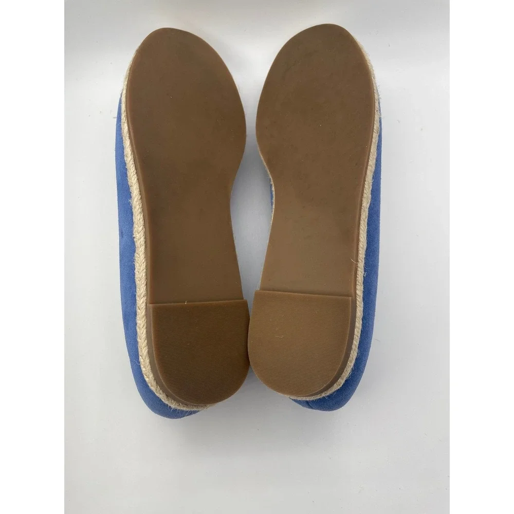 Isaac Mizrahi Live Womens Blue Suede Scalloped Espadrille Flats Size 7.5 M